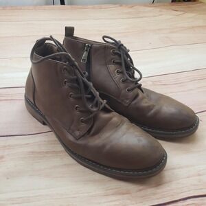 Madden Boots Mens Size 10 Brown Lace Up Ankle Side Zip Dress Casual Shoes